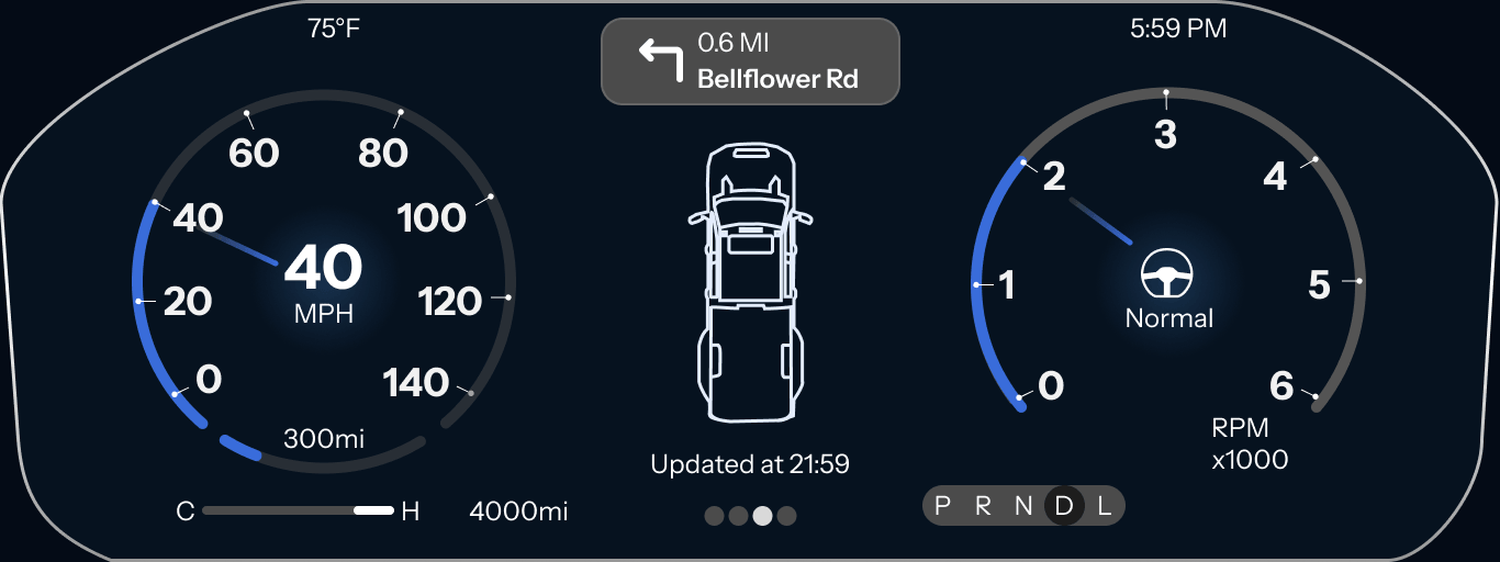 驾驶屏胎压视图